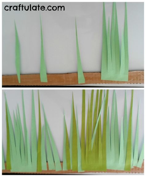 Peekaboo Grass + 8 other grass crafts How To Make Grass Out Of Paper, Grass Diy Craft, Paper Kids Crafts, Grass Craft, Grass Photoshop, Safari Crafts, Dino Decorations, Grass Clipart, Grass Drawing