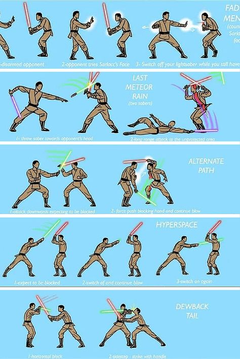 The Ultimate jedi Lightsaber Techniques Guide You Need In Your Life http://thegeeksdaily.com/jedi-lightsaber-techniques/ Lightsaber Techniques, Lightsaber Combat, Lightsaber Forms, Star Wars Meme, Jedi Training, Star Wars Painting, Arte Nerd, Star Wars Trooper, Star Wars Facts