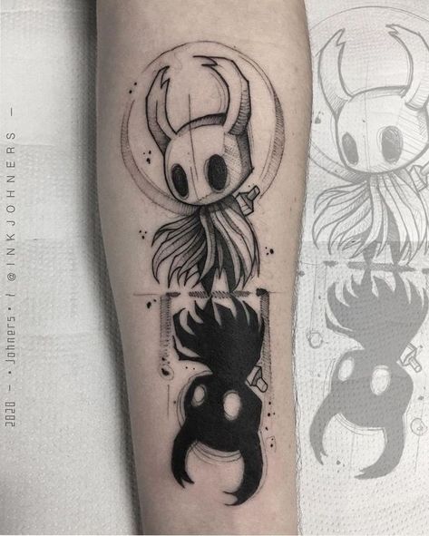 Gamer Tattoos, Knight Tattoo, Sick Tattoo, Scary Tattoos, Pokemon Tattoo, Hollow Art, Creepy Tattoos, Gaming Tattoo, Gothic Tattoo