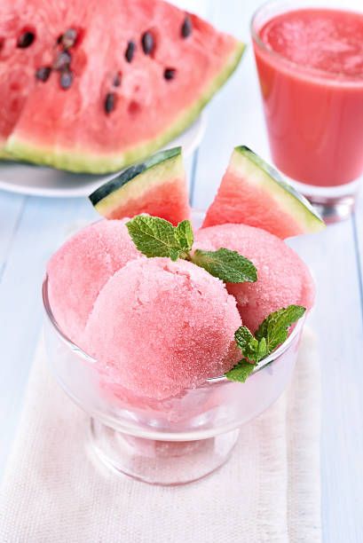 Watermelon Sorbet Recipe, Watermelon Sorbet Recipes, Vegan Sorbet, Seedless Watermelon, Healthy Popsicle Recipes, Watermelon Sorbet, Coconut Sorbet, Watermelon Ice Cream, Sorbet Recipe