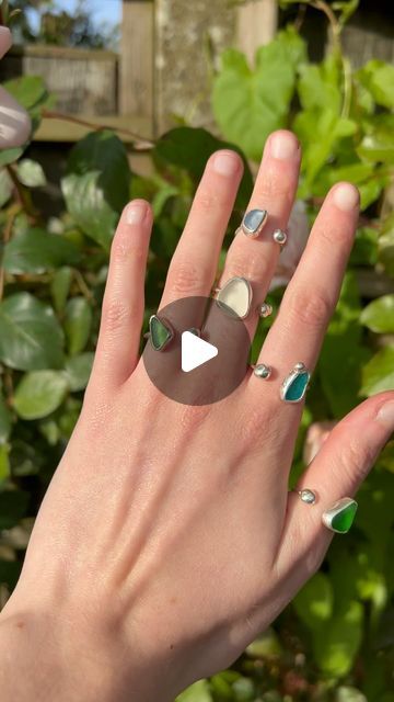 Katie Harper on Instagram: "How many rings can can you wear on one hand ☺️🍃 

These rings are all adjustable and made in 925 silver. The stones are sea glass that I collect from local beaches including rare colours such as turquoise, corn flower blue and royal blue. If you’re interested in a ring or other pieces of jewellery please feel free to contact me. 

#seaglass #seaglassring #sealovers #oceanlover #silversmithingandjewellery #silversmithing #seaglassjewelleryuk" Seaglass Jewellery, Corn Flower Blue, Rare Colours, Many Rings, Corn Flower, Sea Glass Ring, Flower Blue, Can Can, Jewellery Uk