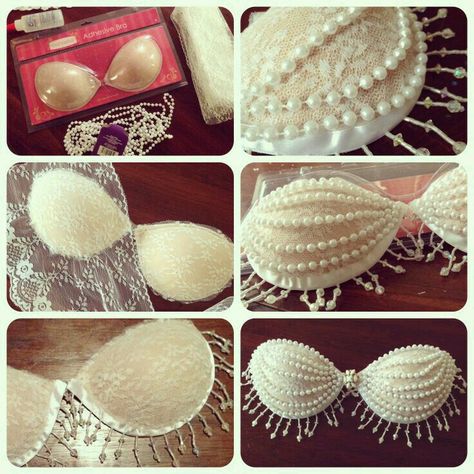 easy DIY #blingbras Mermaid Bra, Diy Bra, Burlesque Costumes, Vintage Dance, Burlesque Costume, Diy Kostüm, Rave Bra, Belly Dance Costume, Mermaid Costume