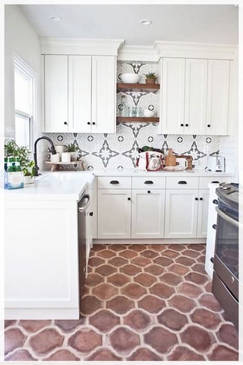 Mediterranean Kitchen Design – Today’s era, there are many trends in kitchen design.     #kitchenremodel #ideas #remodel #farmhouse #beforeandafter  #design #kitchenideas  #modern  #mediterraneankitchen #mediterranean #kitchen #home #decor Terracotta Floor Tiles Kitchen, Mediterranean Decor Kitchen, Spanish Bungalow Interior, Spanish Bungalow Kitchen, Terracotta Tile Kitchen, Mediterranean Kitchen Tiles, Terracotta Tiles Kitchen, Spanish Revival Kitchen, Mediterranean Kitchen Design