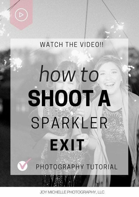 How to photograph a sparkler exit on a wedding day | camera settings and flash tips by Joy Michelle Photography | WATCH the step-by-step video tutorial Speedlight Photography, Sparkler Pictures, Photography Settings, How To Photograph, Photography Resources, Sparkler Exit, Best Wedding Photography, Wedding Sparklers, Manual Mode