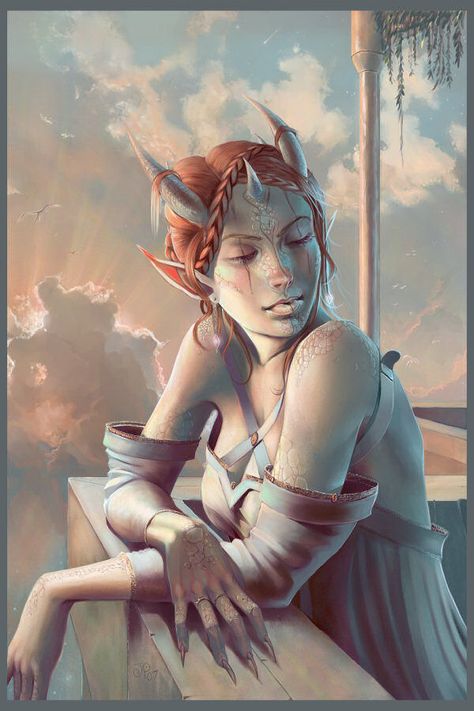 tiefling sorceress | Crux Tiefling Summoner 1 Tiefling Female, Dnd Character Sheet, Dungeons And Dragons Characters, Fantasy Rpg, Fantasy Inspiration, Dnd Characters, Character Portraits, Fantasy Creatures, Mythical Creatures