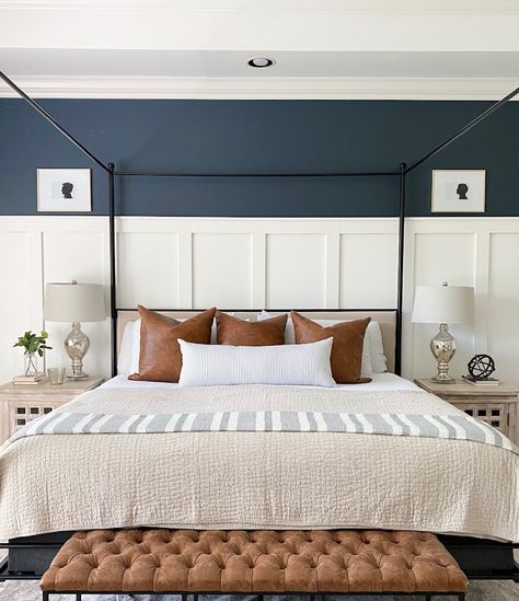 Instagram home tour: Updated traditional home with soft color and character Updated Traditional Home, Box Molding, Brass Light Fixtures, Modern Traditional Decor, 90s Home, Batten Wall, Modern Farmhouse Bedroom, Board And Batten Wall, Brass Light