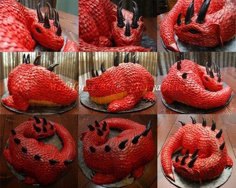 dragon cakes | in my 3d red dragon cake in album fantasy gothic fairytale Dragon Themed Birthday Party, Dragon Birthday Cakes, Gothic Fairytale, Dragon Cakes, Make A Dragon, 10 Birthday Cake, Chocolate Ganache Filling, Dragon Cake, Sculpted Cakes