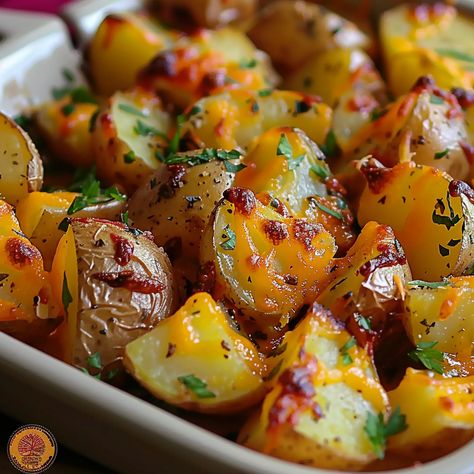 Cheesy Ranch Oven Potatoes, Cheesy Ranch Potatoes In The Oven, Cheesy Ranch Roasted Potatoes, Oven Roasted Potatoes Ranch Seasoning, Roasted Potatoes Ranch Seasoning, Veggies And Ranch, Ranch Packet Potatoes, Oven Cheese Potatoes, Ranch Seasoning Potatoes