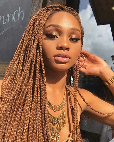 @bg_rrs ✨ Glamour Hairstyles, Brown Box Braids, Colored Box Braids, Hair Styles Braids, Afro Braids, Blonde Box Braids, Styles Braids, Nappy Hair, Colored Braids