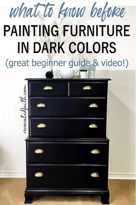 Paint Hardware Gold, Spray Paint Hardware, Painting Furniture Black, Paint A Dresser, Paint Hardware, Glazing Furniture, Spray Paint Furniture, Black Painted Furniture, Black Wood Stain