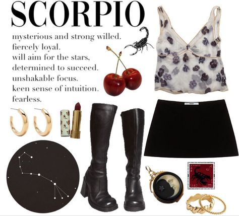 scorpio Outfit | ShopLook Scorpio Lilith Style, Scorpio Summer Outfits, Scorpio Clothes Aesthetic, Scorpio Birthday Outfit, Scorpio Rising Outfits, Venus Scorpio Aesthetic, Scorpio Rising Style, Scorpio Venus Outfit, Scorpio Accessories