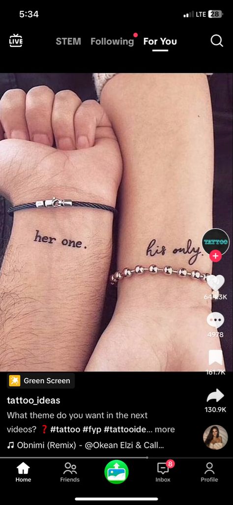 Couples Tattoos, Next Video, Infinity Tattoo, Tattoo Quotes, Tattoo Ideas, How To Become, Tattoos, Quotes