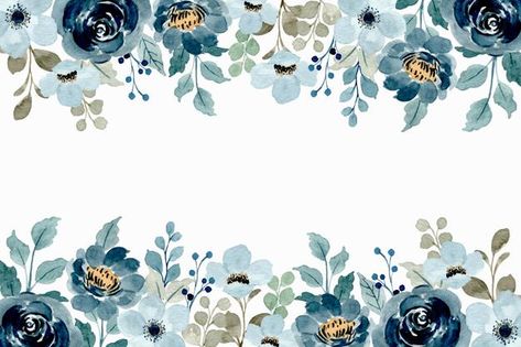 Floral Frame Background Flower, Blue Flower Frame, Blue Flower Background, Blue Flower Border, Blue Floral Background, Flora Background, Watercolor Floral Background, Marco Floral, Blue Flowers Background