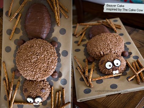 Beaver Cake Ideas, Beaver Birthday Party, Beaver Themed Party, Opossum Cake, Beaver Party, Beaver Cake, Cake Cow, Birthday Cakes For Boys, Forest Hiking