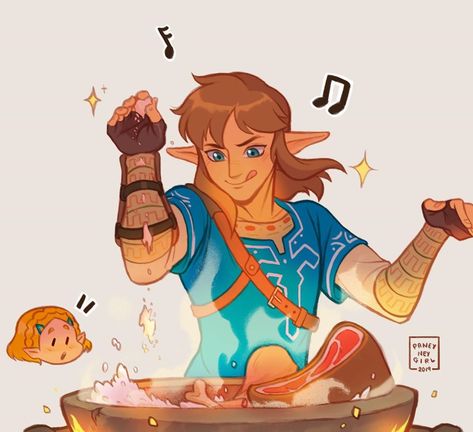 Legend of Zelda Breath of the Wild art > Link cooking food > botw | paneyneygirl Link Cooking, Breath Of The Wild Art, Link Botw, Zelda Fanart, Hyrule Castle, Video Game Logic, Botw Zelda, Legend Of Zelda Memes, Wild Art