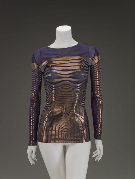 Blouse | Designer: Jean Paul Gaultier (French, born 1952) | Made in Italy, 1996 | Nylon mesh; design in metallic foil/paint | Indianapolis Museum of Art Jean Paul Gaultier 90s, Jean Paul Gaultier Haute Couture, Dystopian Fashion, Evening Attire, Fashion Sale, Designer Jeans, Jean Paul, Jean Paul Gaultier, Moda Fashion