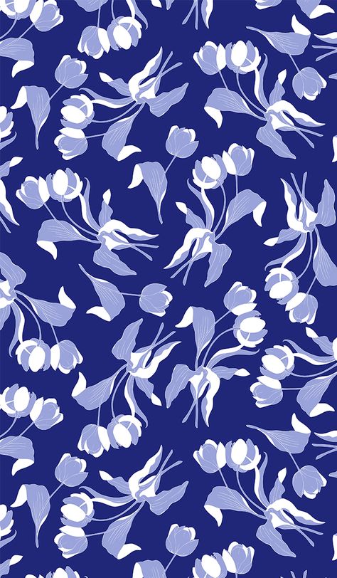 Wallpaper Silhouette, Outline Painting, Seamless Prints, Backdrop Wallpaper, Painting Romantic, Tulip Pattern, Indigo Floral, Pattern Design Inspiration, Flowers Vector