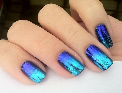 Nail Art For Beginners 2014: How To Do Transfer Foil Nail Art Metallic Nails Design, Metallic Nail Art, Foil Nail Art, Nails 2018, Nail Art For Beginners, Nagel Tips, Purple Nail, Her Nails, Nail Art Ombre