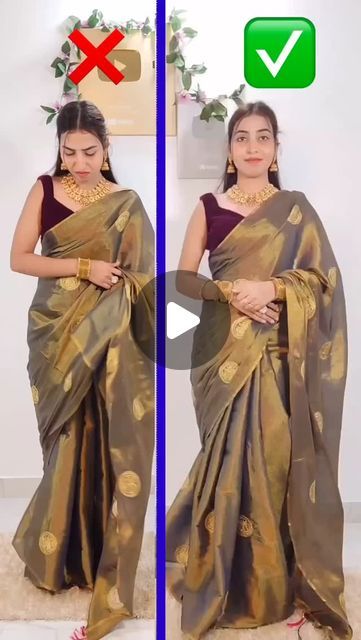 GLAMBEAUTYY’S on Instagram: "How to fix open pallu perfectly 
#glambeautyys #sareedraping #sareestyling #sareefashion #sareehacks #reelitfeelit #reels #indianfashion" How To Wrap A Sari, Single Pallu Saree Draping, Saree Tips, How To Look Attractive, Saree Pallu, Saree Drape, Saree Draping, October 5, Fancy Sarees