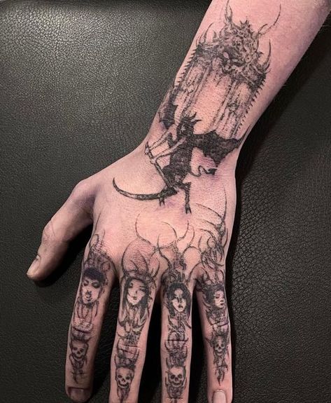 Hand Palm Tattoos, Rockstar Tattoo, Rip Tattoos For Mom, Siren Tattoo, Rip Tattoo, Feminine Skull Tattoos, Feminine Tattoo Sleeves, Choose Her, Sigil Tattoo