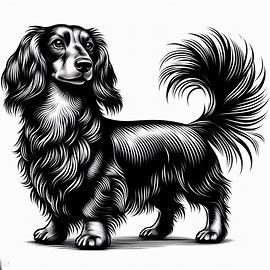 long hair dachshund with tail up vector b&W image - Image Creator from Microsoft Designer Long Haired Dachshund Drawing, Bing Image Creator, Long Hair Dachshund, Dachshund Drawing, Microsoft Copilot, Dachshund Silhouette, Black Dachshund, Weiners, Long Haired Dachshund