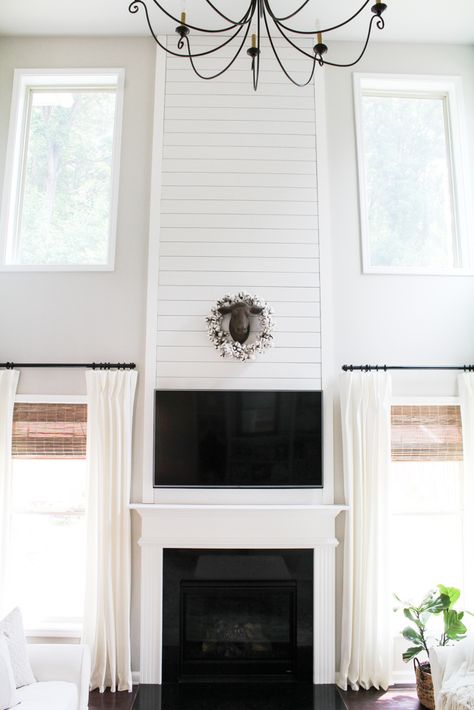 Diy Shiplap Fireplace, Diy Fireplace Mantel, Installing Shiplap, Shiplap Fireplace, Diy Shiplap, Farmhouse Fireplace, Faux Fireplace, Fireplace Remodel, Diy Fireplace