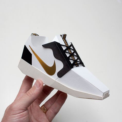 PAPER SNEAKERS by Joe Bowers, via Behance Origami Shoes, Cardboard Template, 3d Printed Shoes, Shoe Template, Paper Shoes, Portable Piano, Paper Purse, Sneaker Art, Paper Toy