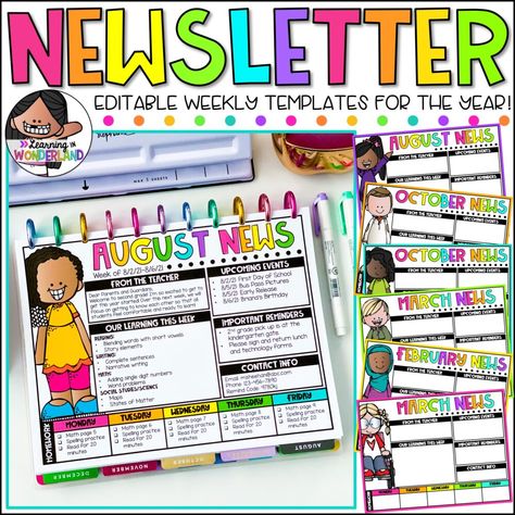 Weekly Newsletter Template Weekly Classroom Newsletter Template Free, Prek Newsletter Template Free, First Grade Newsletter, Kindergarten Newsletter Template Free, Weekly Newsletter Template Free Editable, Preschool Newsletter Template Free, Free Newsletter Templates Editable, Classroom Newsletter Template Free, Class Newsletter Template Free