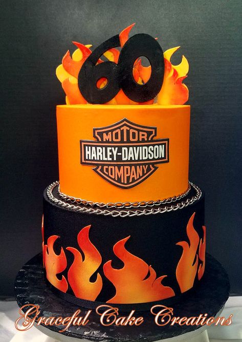 https://flic.kr/p/25CUD9d | Harley Davidson 60th Birthday cake with Flames and Logo Motorcycle Birthday Cakes, Cake World, Motorbike Cake, Harley Davidson Cake, Harley Davidson Birthday, Motorcycle Cake, 4th Birthday Cakes, 60th Birthday Cakes, Christmas Cake Decorations