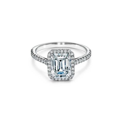 Tiffany True, Tiffany Soleste, Tiffany Diamond Ring, Emerald Cut Engagement Ring Halo, Tiffany Engagement, Emerald Cut Halo, Tiffany Engagement Ring, Tiffany Rings, Popular Engagement Rings