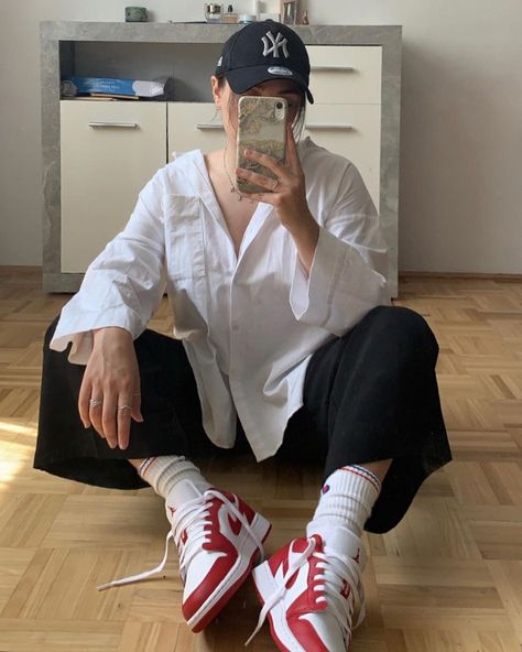 Red Air Jordan 1 Outfit Women, Jordan 1 Gym Red Outfit, Red Nike Shoes Outfit, Jordan 1 Low Gym Red Outfit, Red Nike Outfit, Jordan 1 Red Outfit, Red Jordan 1 Outfit, Air Jordan 1 Low Gym Red, Red Sneakers Outfit