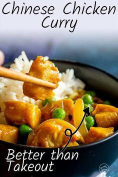 This Easy Chinese Chicken Curry comes together in under 30 minutes and tastes just like your favorite takeout. The tender chicken is coated in a rich curry sauce that uses easy to find ingredients. Ready in under 30 minutes, you can make this Chinese chicken curry as spicy or as mild as you like. Serve it over fried rice for a takeaway experience, or over noodles or plain rice. Delicious, family friendly and easy! Chinese Curry Recipe, Chinese Curry Sauce, Easy Chinese Chicken, Chinese Chicken Curry, Chicken Curry Recipe Easy, Curry Recipes Easy, Chinese Cooking Wine, Rice Recipes For Dinner, Chinese Cooking Recipes