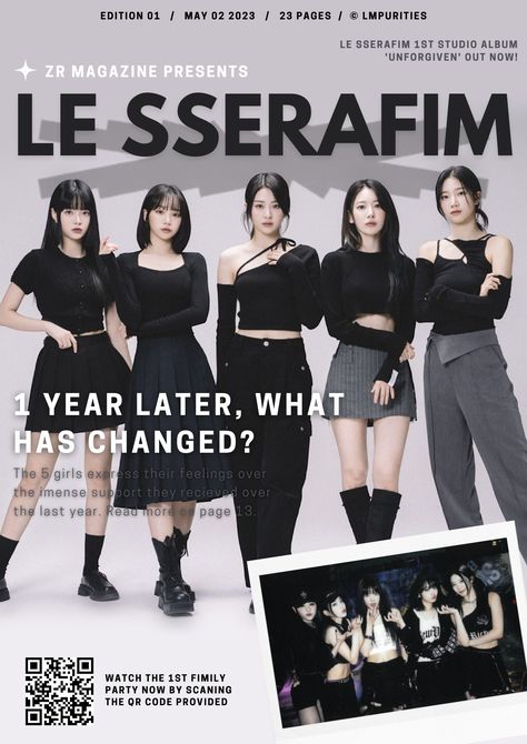 lesserafim kpop poster unforgiven fearless antifragile hybe bighit digital design kim chaewon huh yunjin nakamura kazuha miyawaki sakura hong eunchae Kpop Posters Magazine, Kpop Poster Le Sserafim, Le Sserafim Magazine, Le Sserafim Poster Prints, Le Sserafim Posters, Lesserafim Poster, Le Sserafim Poster, Posters Kpop, Mini Posters