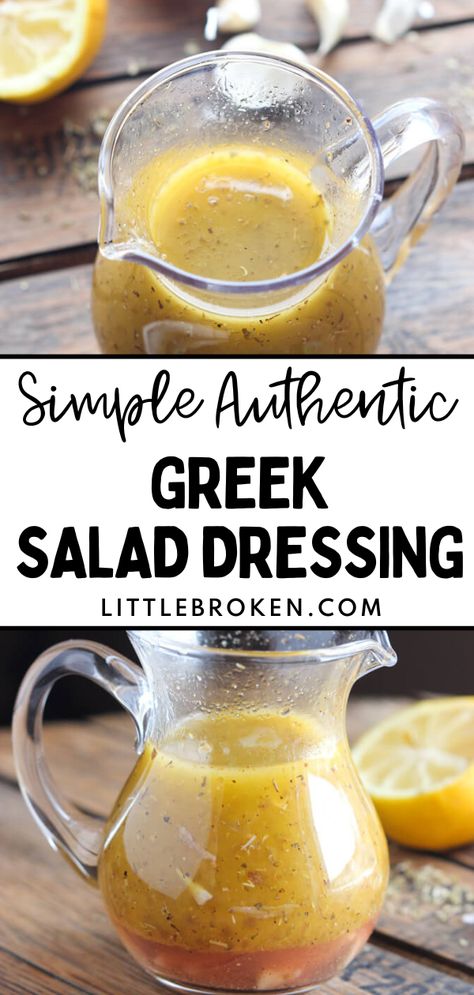 Authentic Greek Salad Dressing, Easy Greek Salad Dressing, Homemade Greek Salad Dressing, Homemade Greek Salad, Easy Greek Salad, Greek Salad Dressing Recipe, Greek Vinaigrette, Greek Dressing, Greek Salad Dressing