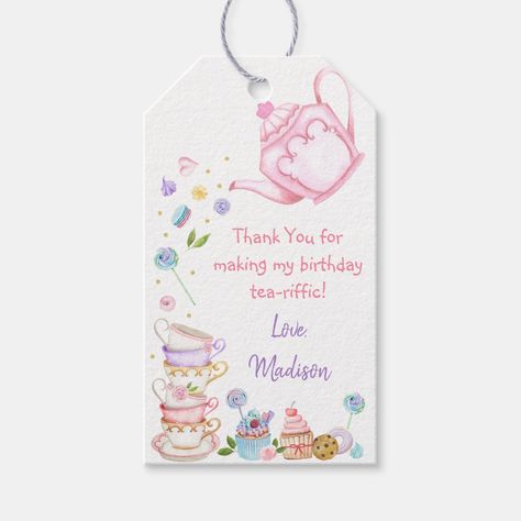 Tea Gift Tags, Watercolor Tea, Pink Tea Party, Baby Shower Thank You Gifts, Tea Riffic, Birthday Souvenir, Tea Party Theme, Tea For Two, Floral Birthday