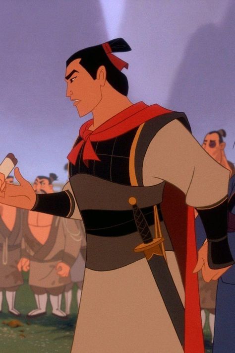 *GENERAL LI SHANG ~ Mulan, Shang Mulan Fan Art, Childhood Crushes Cartoon, Li Shang Mulan, Lee Shang, Shang Mulan, Disney Dudes, Mulan Movie, Li Shang, Punk Disney Princesses