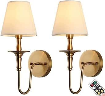 KEFA Wireless Battery Operated Wall Sconces Set of 2,No Wiring Rechargeable Wall Lights with Remote,Antique Brass Vintage Fabric Shade Wall Lamp Fixtures for Living Room Bedroom Farmhouse Wall Sconces Farmhouse, White Wall Lights, Wall Lamps Living Room, Antique Light Fixtures, Metal Light Fixture, Ceiling Fan In Kitchen, Fan Lamp, Wall Fixtures, Wall Fans