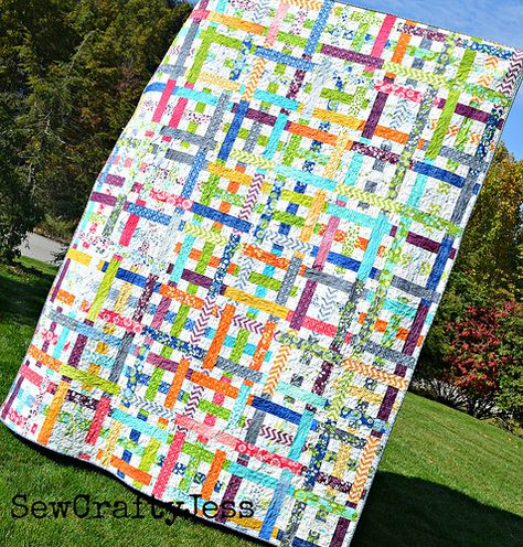 Simply Woven quilt tutorial | Moda Bake Shop tutorial here | Flickr Woven Quilt, Jessica Kelly, Strip Quilt Patterns, Jelly Roll Patterns, Strip Quilt, Jelly Roll Quilt Patterns, String Quilts, Jelly Rolls, Quilt Tutorial