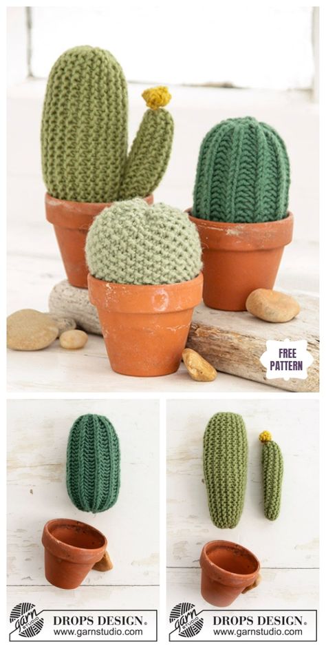 Knit Cactus, Cactus Pincushion, Knit Home Decor, Knit Coaster, Knitting Space, Small Knitting Projects, Poke Me, Knitted Toys Free Patterns, Knit Rug