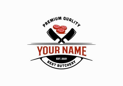 Butchery Logo, Butcher Logo, Meat Logo, Green Logo Design, Shop Name Ideas, Handmade Logo, Meat Shop, Hipster Logo, Food Logo Design