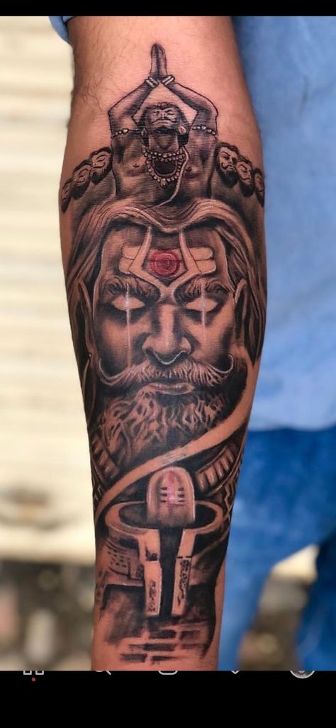 Lankesh Ravan Tattoo, Ravana King Tattoo, Ravana Tattoo Designs, Raavan Tattoo, Ravana Images Hd, Crown Tattoo Men, Trishul Tattoo Designs, Trishul Tattoo, Mahadev Tattoo