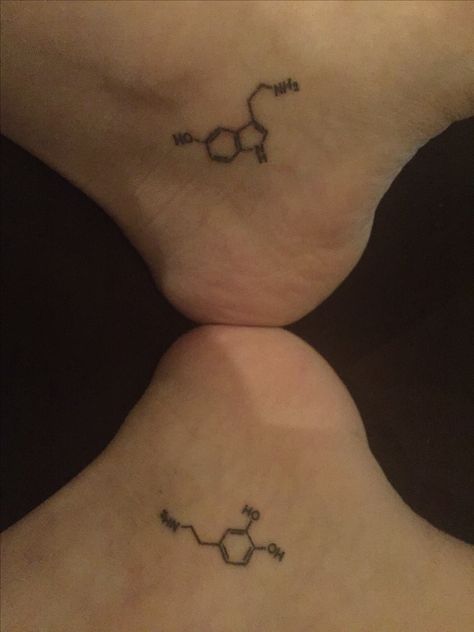 Melatonin Tattoo, Seratonin Small Tattoo, Dopamine Tattoo, Serotonin Tattoo, E.t Tattoo, Simple Wrist Tattoos, Molecule Tattoo, Nurse Tattoo, Traditional Tattoo Designs