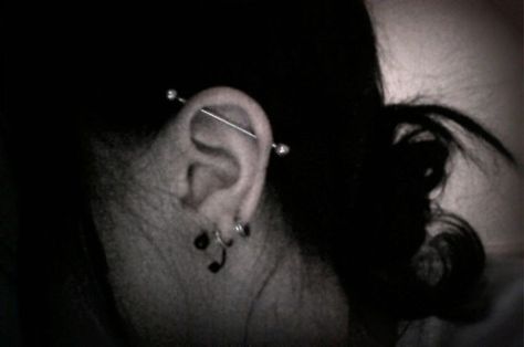 Image via We Heart It https://weheartit.com/entry/155626294 #black #dark #industrial #piercing Black Industrial Piercing, Masc Piercings, Industrial Piercing Men, Dark Industrial, Piercing Aesthetic, Nail Piercing, Cool Ear Piercings, Industrial Piercing, Body Modifications