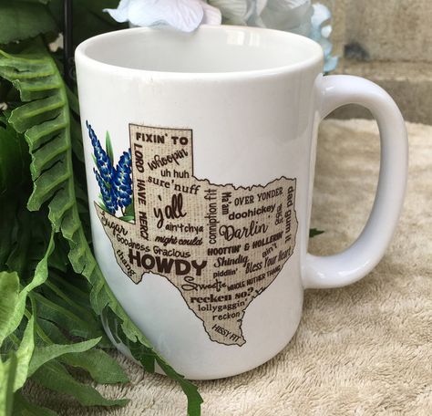 Texas Slang Words Sayings Coffee Cup 15 Ounce Ceramic Mug - Texan Southern by TheVintageFarmGirls on Etsy Texas Humor, Bless Your Heart, Hissy Fit, Texas Gifts, Slang Words, Cup Ceramic, Coffee Mug Funny, Vintage Farm, Vintage Truck