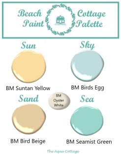 The Ultimate Guide To Beach Cottage Style – The Aqua Cottage Coastal Colours, Paint Pallets, Coastal Paint Colors, Coastal Paint, Beach House Colors, Paint Bedroom, Color Wonder, Cottage Painting, Coastal House