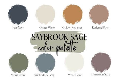 Saybrook Sage Color Palettes, Sage Color Pallet, Sage Color Combinations, White Dove Color Palette, Dove Color Palette, Saybrook Sage, Paint 2024, Sage Color Palette, Green Grey Paint