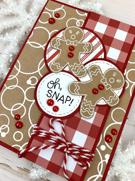 Handcrafted Christmas Cards, Gingerbread Cards, Stamped Christmas Cards, Simple Christmas Cards, Christmas Card Art, Cute Birthday Cards, Homemade Christmas Cards, Oh Snap, Christmas Card Crafts