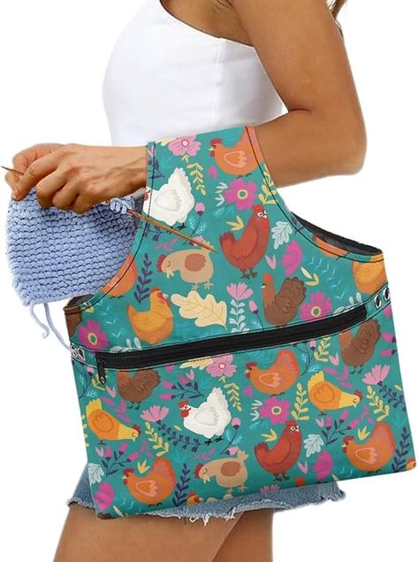 Amazon.com: Babrukda Floral Chickens Cute Yarn Bag Large Crochet Bag Organizer Handbag for Women Yarn Storage Knitting Bags Tote Yarn Holder for Crocheting Project, Skein Ball, Needles Accessories Crochet Bag Organizer, Large Crochet Bag, Yarn Holder For Crocheting, Chickens Cute, Yarn Holder, Knitting Tote Bag, Yarn Storage, Yarn Bag, Knitting Bags