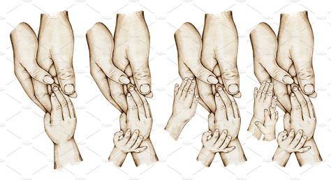 Family Hands 1-4 Kids Holding Hands by EkaterinaViArt on @creativemarket Family Holding Hands Drawing, Family Holding Hands, Holding Hands Drawing, Family Hand Prints, Family Hands, Embroidered Canvas Art, Hand Clipart, Families Hands, Sticker Design Inspiration