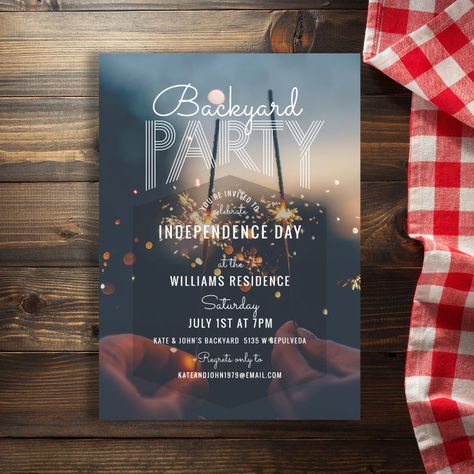 4th Of July Invitations, 4th Of July Bbq, Summer Invitation, Outdoor Barbecue, Photo Summer, Holiday Party Invitations, Backyard Party, 4th Of July Party, Colored Envelopes